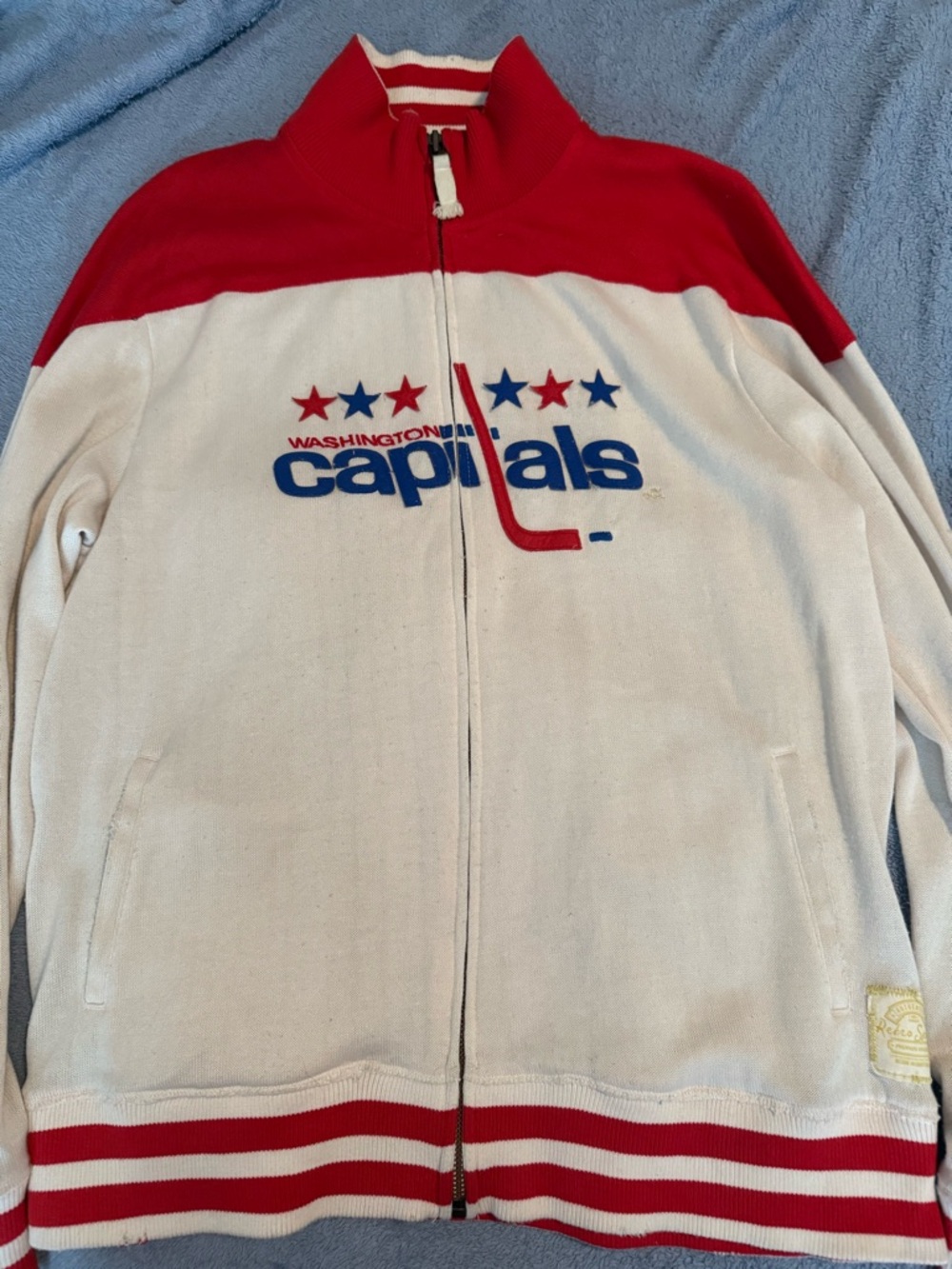 Reebok White and Red Washington Capitals Zip-Up Jacket